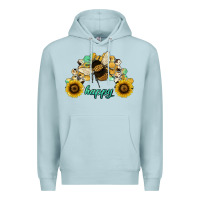 Blue Mist bee happy honey comb Premium Hoodie - JahusDesignShop