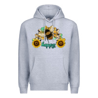 Heather Grey bee happy honey comb Premium Hoodie - JahusDesignShop