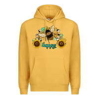 Mustard bee happy honey comb Premium Hoodie - JahusDesignShop