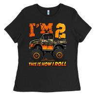 Black i'm two this is how i roll monster truck birthday Ladies Tee - Jasminsmagicworld