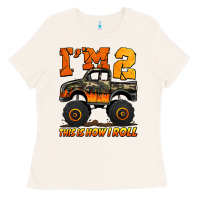 Bone i'm two this is how i roll monster truck birthday Ladies Tee - Jasminsmagicworld
