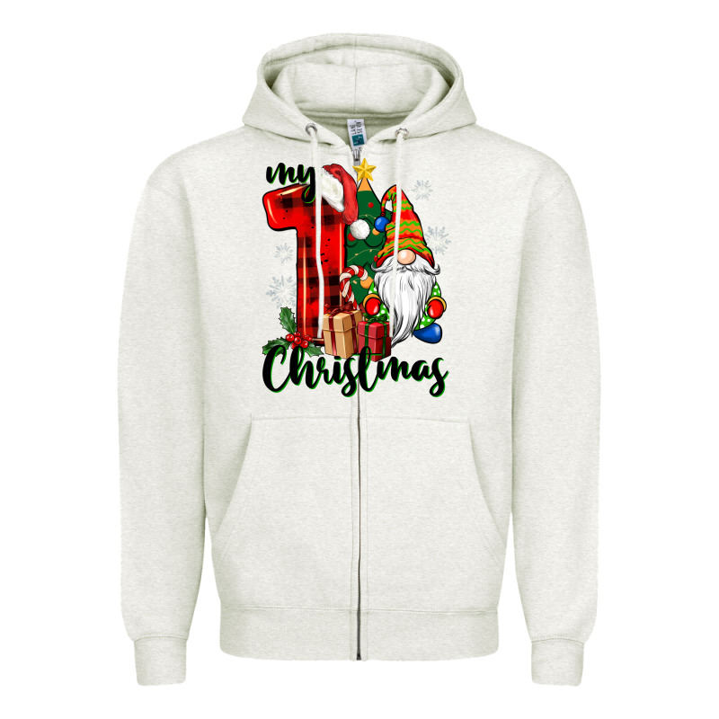 My First Christmas Gnome Zipper Hoodie by CowGirlArtShop | Teevron