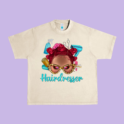 Afro Bantu Knots Red Hairdresser With Leopard Glasses Bbs Urban Heavy Tee Designed By Bundleandbundleshop