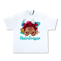 White Afro Bantu Knots Red Hairdresser With Leopard Glasses Bbs Urban Heavy Tee - BundleAndBundleShop