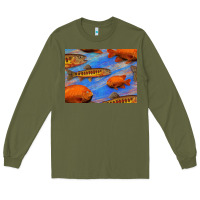 Army Green California Golden Trout Garibaldi Fish Background Long Sleeve Tee - Bettercallsaul