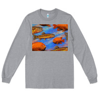 Heather Grey California Golden Trout Garibaldi Fish Background Long Sleeve Tee - Bettercallsaul