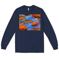 Navy California Golden Trout Garibaldi Fish Background Long Sleeve Tee - Bettercallsaul