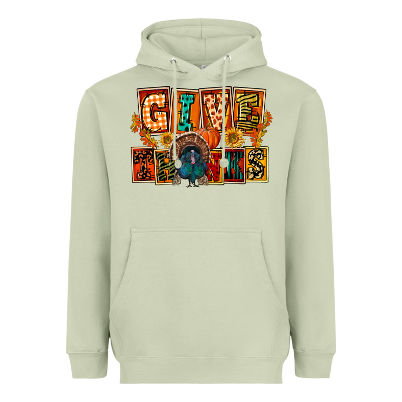 Give Thanks Thanksgiving Heavyweight Hoodie by FaDigitalArtStudio | Teevron