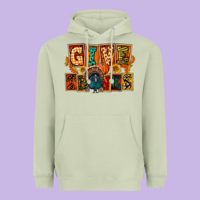 Give Thanks Thanksgiving Heavyweight Hoodie Designed By Fadigitalartstudio