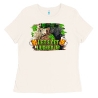 Let's Get Lucked Up Charolais And Black Angus Bull Ladies Tee | Teevron