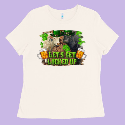 Let's Get Lucked Up Charolais And Black Angus Bull Ladies Tee Designed By Ranaportraitstore