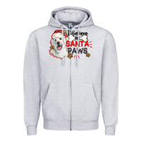 Heather Grey i believe in santa paws Zipper Hoodie - CowGirlArtShop