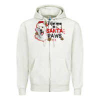 Oatmeal Heather i believe in santa paws Zipper Hoodie - CowGirlArtShop