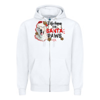 White i believe in santa paws Zipper Hoodie - CowGirlArtShop
