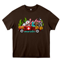 Chocolate Brown lpn nurse truck with cactus and sunflowers Heavy Core Tee - AdoDesignShop