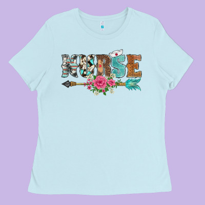 Western Nurse Arrow Floral Ladies Tee Designed By Barkaloodesign