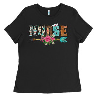 Black western nurse arrow floral Ladies Tee - BarkalooDesign