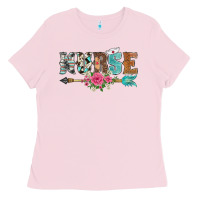 Bubblegum Pink western nurse arrow floral Ladies Tee - BarkalooDesign