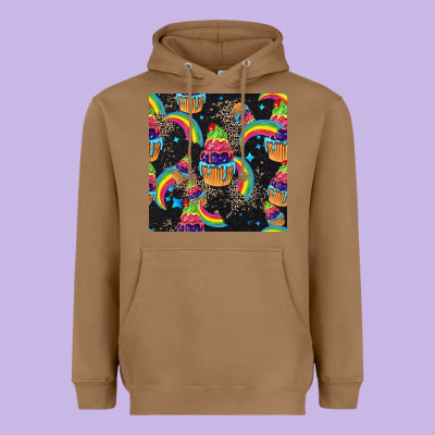 Pride Cupcake Seamless Pattern Heavyweight Hoodie Designed By Fadigitalartstudio