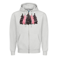 Dove Grey pink christmas trees Zipper Hoodie - CowGirlArtShop