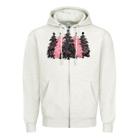 Oatmeal Heather pink christmas trees Zipper Hoodie - CowGirlArtShop