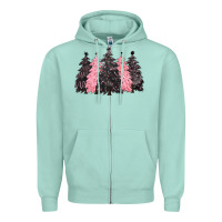 Seafoam pink christmas trees Zipper Hoodie - CowGirlArtShop