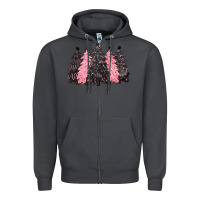Smoke pink christmas trees Zipper Hoodie - CowGirlArtShop