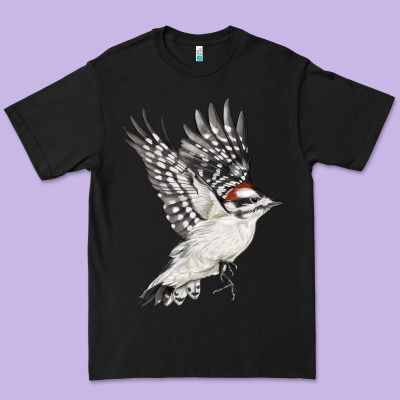 Flying Downy Woodpecker Premium Tee Designed By Lillyallendesigns