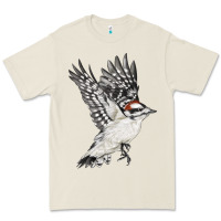 Bone Flying Downy Woodpecker Premium Tee - LillyAllenDesigns