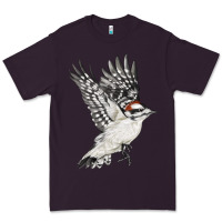 Plum Flying Downy Woodpecker Premium Tee - LillyAllenDesigns