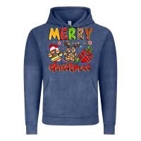 Vintage Denim merry christmas paws Vintage Hoodie - MaliasSmallBusiness