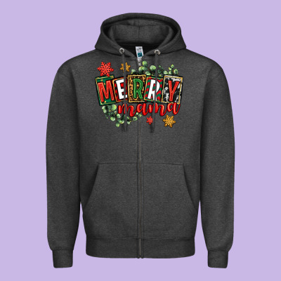 Merry Mama Zipper Hoodie Designed By Cowgirlartshop