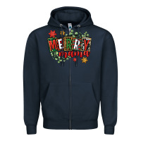 Navy merry mama Zipper Hoodie - CowGirlArtShop