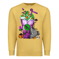 Antique Gold Halloween Cold Drink Frappe With Tombstone Premium Sweatshirt - FaDigitalArtStudio