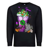 Black Halloween Cold Drink Frappe With Tombstone Premium Sweatshirt - FaDigitalArtStudio