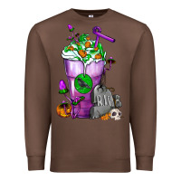 Chestnut Halloween Cold Drink Frappe With Tombstone Premium Sweatshirt - FaDigitalArtStudio