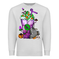 Dove Grey Halloween Cold Drink Frappe With Tombstone Premium Sweatshirt - FaDigitalArtStudio
