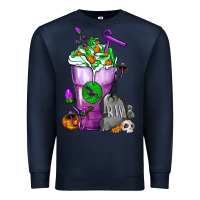 Navy Halloween Cold Drink Frappe With Tombstone Premium Sweatshirt - FaDigitalArtStudio