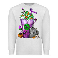 Oatmeal Heather Halloween Cold Drink Frappe With Tombstone Premium Sweatshirt - FaDigitalArtStudio