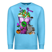 Ocean Blue Halloween Cold Drink Frappe With Tombstone Premium Sweatshirt - FaDigitalArtStudio