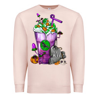 Pale Pink Halloween Cold Drink Frappe With Tombstone Premium Sweatshirt - FaDigitalArtStudio
