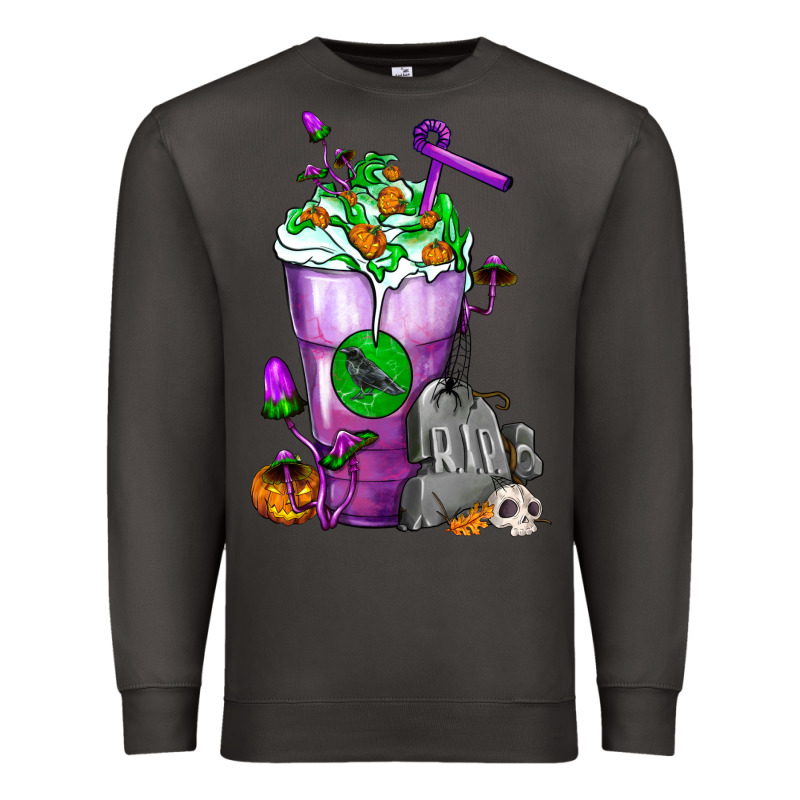 Halloween Cold Drink Frappe With Tombstone Premium Sweatshirt by FaDigitalArtStudio | Teevron