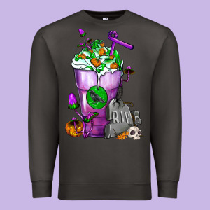 Halloween Cold Drink Frappe With Tombstone Premium Sweatshirt Designed By Fadigitalartstudio