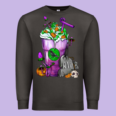Halloween Cold Drink Frappe With Tombstone Premium Sweatshirt Designed By Fadigitalartstudio