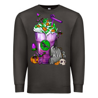 Smoke Halloween Cold Drink Frappe With Tombstone Premium Sweatshirt - FaDigitalArtStudio