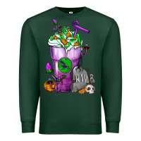 Sports Green Halloween Cold Drink Frappe With Tombstone Premium Sweatshirt - FaDigitalArtStudio