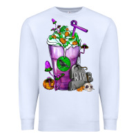 White Halloween Cold Drink Frappe With Tombstone Premium Sweatshirt - FaDigitalArtStudio
