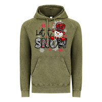 Vintage Olive let it snow sowman snowflake Vintage Hoodie - MaliasSmallBusiness