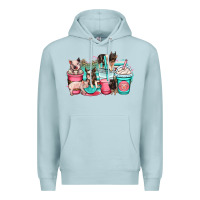 Blue Mist pig coffee cups Premium Hoodie - OliviaCreatesArt