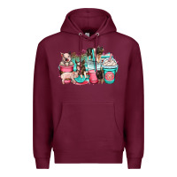 Burgundy pig coffee cups Premium Hoodie - OliviaCreatesArt